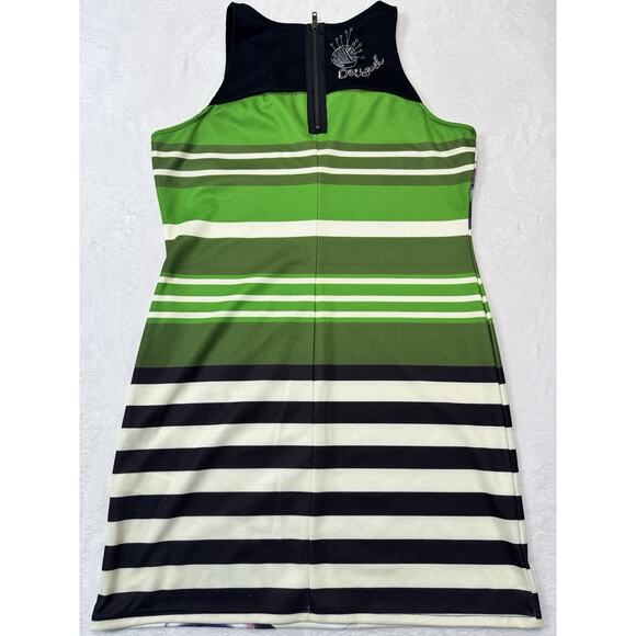 Desigual Striped Floral Chula Dress XL Sleeveless Fitted Design Resort Vacay - Picture 4 of 7